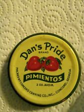 Vintage Dan's Pride Pimiento's Metal Jar Lid New Never Used MINT picture