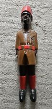 Large Hand Carved Painted African Colonial Soldier Ghana Brown Outfit... picture