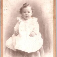 c1880s Morristown, NJ Cute Baby Girl in Dress Cabinet Card Photo Studio B11 picture