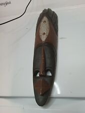 African Tribal Mask Wood Embossed Hammered Metal made In Ghana Handcrafted 17