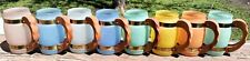 Vintage Siesta Ware Wood Handle Frosted Mugs - Set of 8 picture