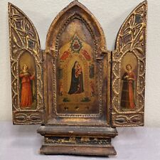 Vintage Madonna and Child Triptych Florentine Icon Gold Gilt Wooden picture