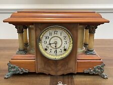 Antique Seth Thomas Mantle clock ADAMANTINE 4 Columns Wood & Brass #295 picture
