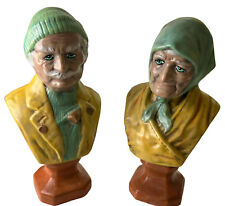 Vintage Holland Mold Ceramic Busts of Old Salty Sea Dog and Old Sea Hag 10” EUC picture