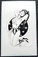 Signed Original Michael Bair Wonder Girl Inked Pinup 11X17 picture