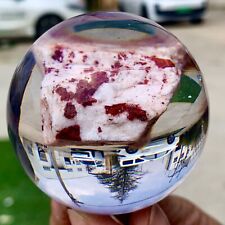 156G Rare beautiful acrylic wrapped cinnabar sphere quartz crystal treatment picture