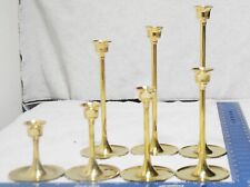 7 Graduated Brass Candlestick Holders Tulip 3”- 9” Wedding Decor picture