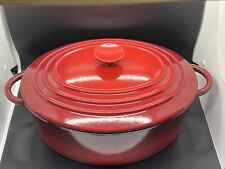 Vintage Red Staub Basix Enamel Cast Iron Dutch Oven 4.5 Qt 31-France And Trivet picture