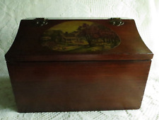 Vintage Wooden Box, Recipe Box, Storage Box with Country Scene picture