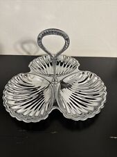 Vintage Irvinware Handled Scallop Rim 3 Shell  Tray - picture