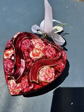 Vintage Waterford Heirlooms Christmas Ornament, Red Pink Glass Heart Carnations picture