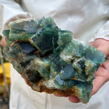 785g NATURAL Green Cube FLUORITE Quartz Crystal Cluster Mineral Specimen picture