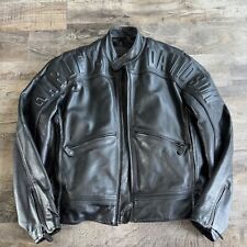 Harley Davidson Leather Jacket Coat Men L Black Heavy Vented Raised Letters picture