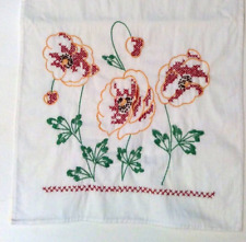 Table Runner Handmade Embroidery Gold / Red Floral Needle work 39