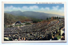 Hollywood Bowl, Hollywood, California CA Foothills Linen Aerial View Postcard picture