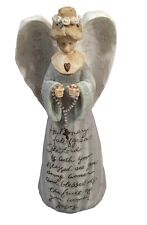 FOUNDATIONS SCULPTURE By Karen Hahn 2002 8.5 ” Tall Hail Mary Angel w/ Rosary picture