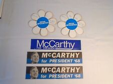 VINTAGE Eugene McCarthy For President TWO AUTOGRAPHS + (3) 1968 Bumper Stickers picture