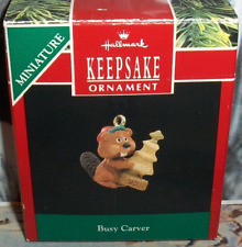 Busy Carver`1990`Miniature-Beaver Carved Out His Own Tree,Hallmark Ornament-NICE picture