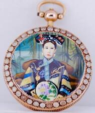 Antique Chinese Qing Dynasty Gold Enamel Pearl Verge Fusee Watch Empress CiXi picture