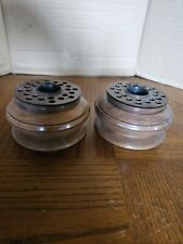 VINTAGE  SAXE BROTHERS HAND RUBBED WALNUT SET OF 2 CANDLEHOLDERS  picture
