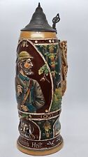 Antique MATTHIAS GIRMSCHEID Germany # 1063 Large HUNTING Lidded Beer Stein 1.5L picture