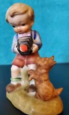 Vintage Hummel Style Figurines Little Boy Taking Picture Of His Dog picture