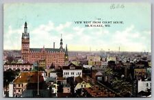 View West From Court House Milwaukee Wisconsin WI 1909 Cancel WOB PM Postcard picture