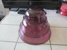 Pyrex Vintage Cranberry Nesting Mixing Bowls Set Of 3 #322 #325 #326 Purple picture