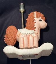 Vtg HTF MCM Atlantic Mold Handmade Ceramic Rocking Horse Lamp Pink Nursery Baby picture