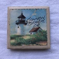 Cannon Beach Oregon Ceramic Tile Lighthouse Travel Souvenir Fridge Magnet picture