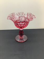 Fenton Art Glass Colonial Pink Thumbprint compote footed candy dish 6”T picture