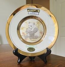 VINTAGE CHOKIN ART 6.5” 24KT LTD EDITION PANDA COLLECTOR PLATE WITH STAND picture