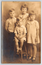 Original RPPC Portrait Of Cute Young Children, Antique Real Photo Postcard, OOAK picture
