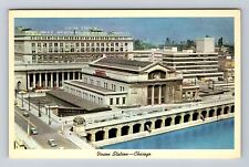Chicago IL-Illinois, Panoramic View Union Station, Antique Vintage Postcard picture