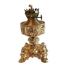 Vintage Small Ornate Cast Metal Oil Lamp  5