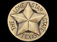 Solid Brass Texas Lone Star State 1970s Vintage Belt Buckle picture