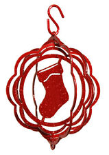 SWEN Products CHRISTMAS STOCKING RED Tini Swirly Metal Wind Spinner picture