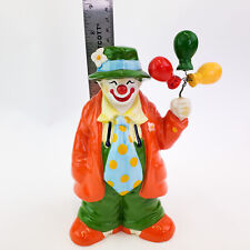 Vintage Enesco Ceramic Clown with Balloons Piggy Coin Bank Colorful picture
