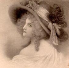 1908 BEAUTIFUL WOMAN CURLS FANCY HAT ARTIST SIGNED RAIMAND RITTER von WICHERA picture