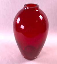 Ruby Red Art Glass Vase - Ground Rim, Clear Bottom picture