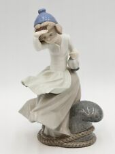 Vintage Lladro Woman On Dock Looking Out Lantern In Hand NAO Porcelain Figurine picture