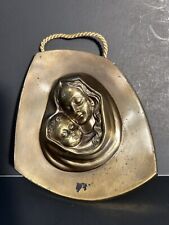 Ges Gesch West Germany Brass Madonna And Child Wall Plaque FLAW picture