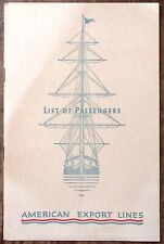 1955 AMERICAN EXPORT LINES PASSENGER LIST SS CONSTITUTION 1st CL NAPLES NY Z5640 picture
