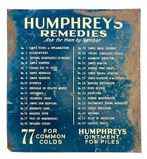 Original Antique Humphrey's Remedies Apothecary Sign Tin Advertising Man Cave picture