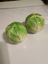 Vintage Small Ceramic Cabbage Salt and Pepper Shakers Made in Japan Pre-owned picture