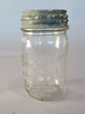 VINTAGE 1940s BROCKWAY CLEAR-VU MASON JAR EMBOSSED LETTERING WITH BALL ZINC LID  picture