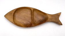 Wood Fish Dish Tray Brown 2 Compartments Farmcore Nautical picture