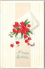 Tiny Red Flower Petals With Mail Birthday Greetings Wishes Card Postcard picture