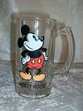 Vintage Walt Disney Mickey Mouse  Bright Enamel 12 Ounce Clear Glass Tankard Mug picture