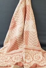 Vintage Esmond 100% Wool Pink/White Floral Blanket W/ Satin Trim 65